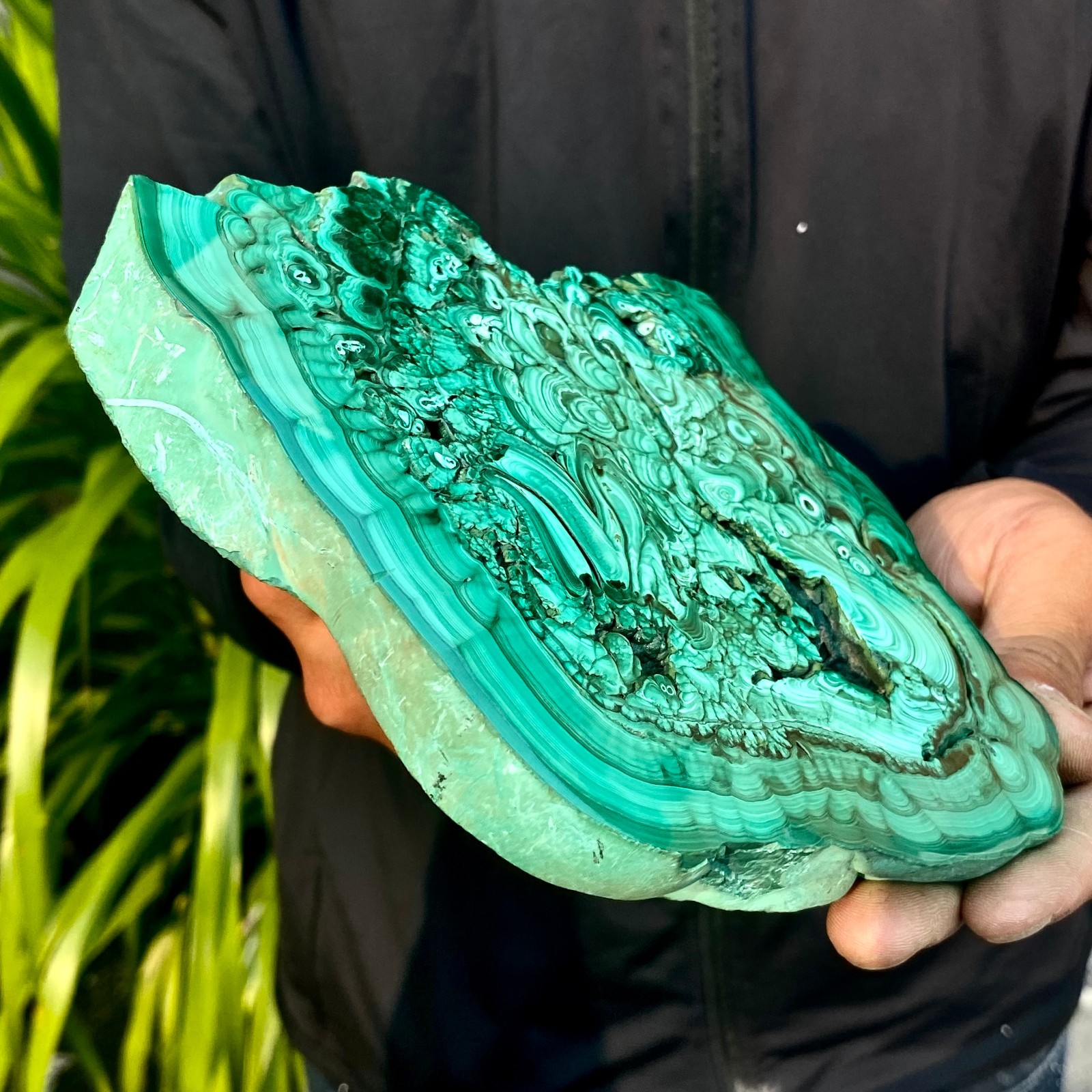 1.58LB Natural Green Malachite Crystal Flaky Pattern Ore Specimen Quartz Healing