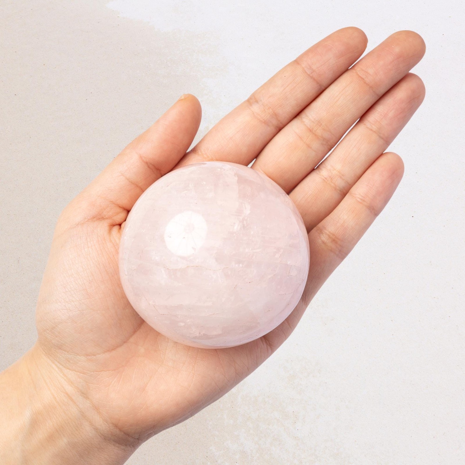 Rose Quartz Sphere with Stand Polished Pink Crystal Ball Natural Stone Gift