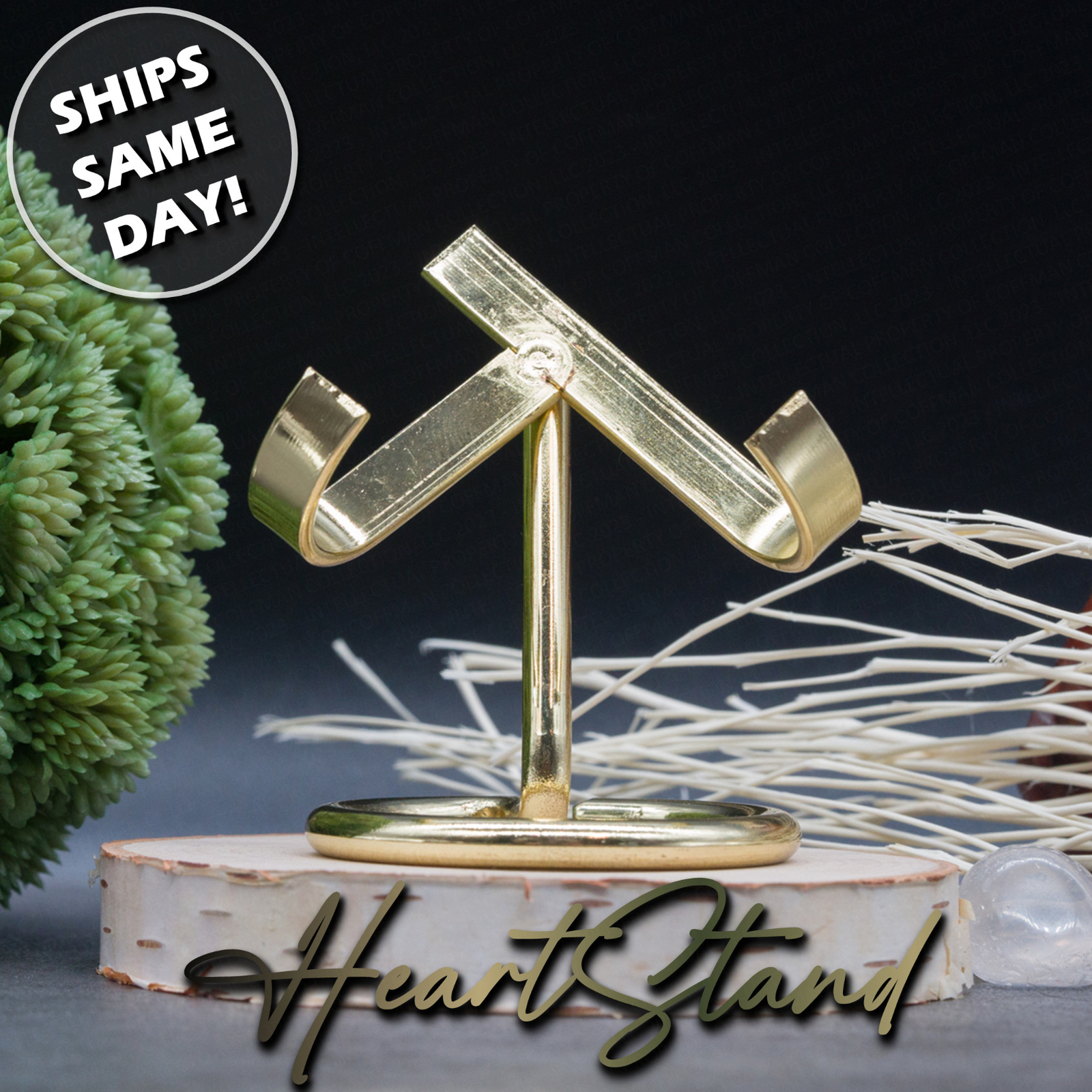 Gold Crystal Heart Stand Metal Retail Display Base Gemstone Specimen Holder Gift