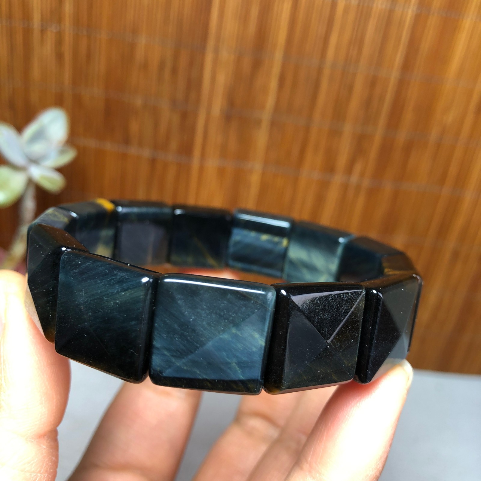Natural Tiger’s Eye Stone Bracelet Brown Gemstone Stretch Bracelet Handmade 3693
