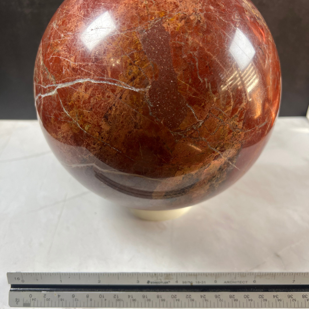 15 LB Red Vein Jasper Sphere Natural Polished Crystal Stone Home Decor Display