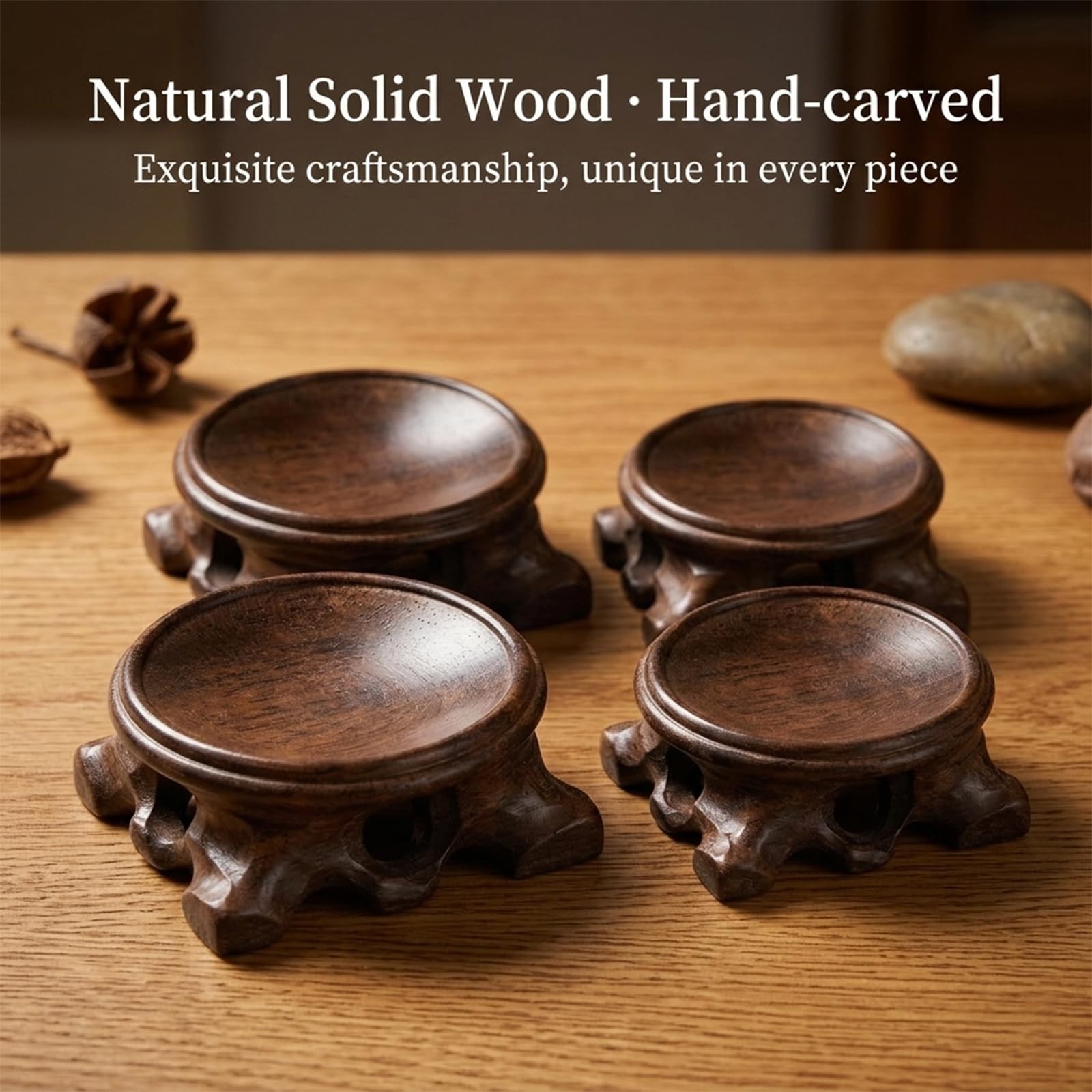 4 PCS Wooden Stand For Crystal Sphere Quartz Ball Orb Decorative Holder