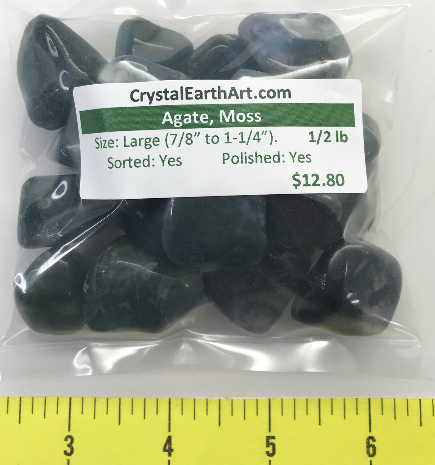AGATE MOSS Large (7/8-1-1/4″) polished green agate 1/2 lb bulk