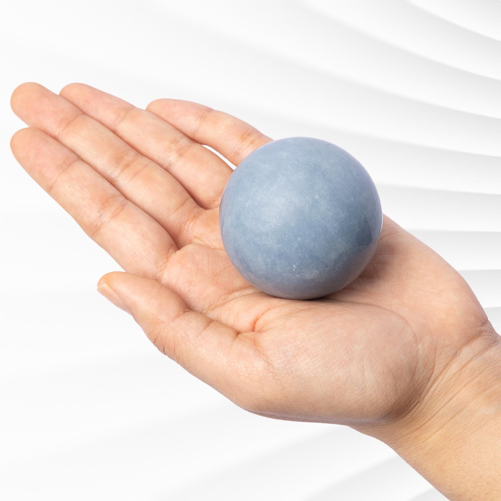 Angelite Sphere Stand Natural Polished Crystal Ball Decorative Stone Gift Decor