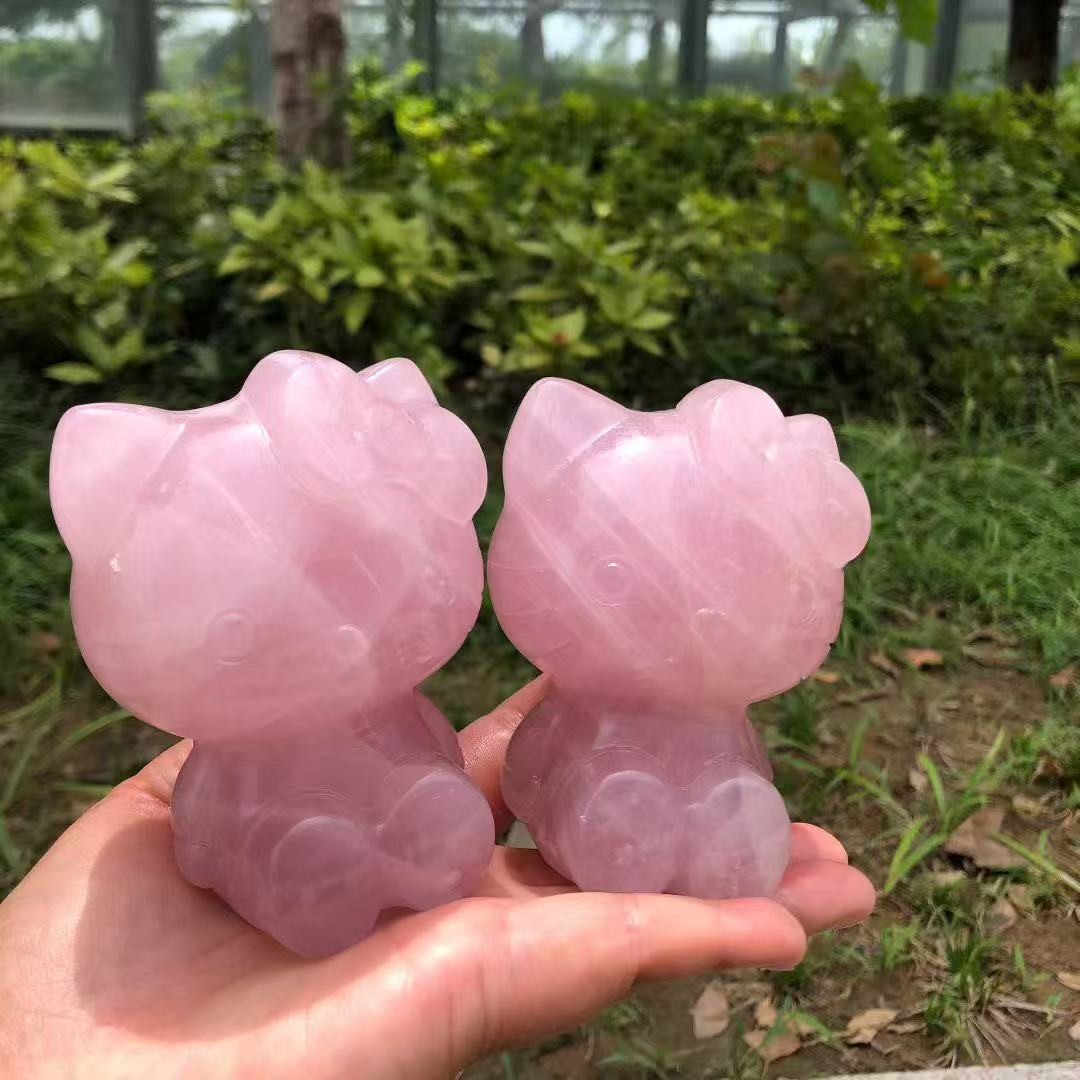 1pc Natural Pink Rose Quartz Hand Carved Crystal Skull Reiki Healing Decor