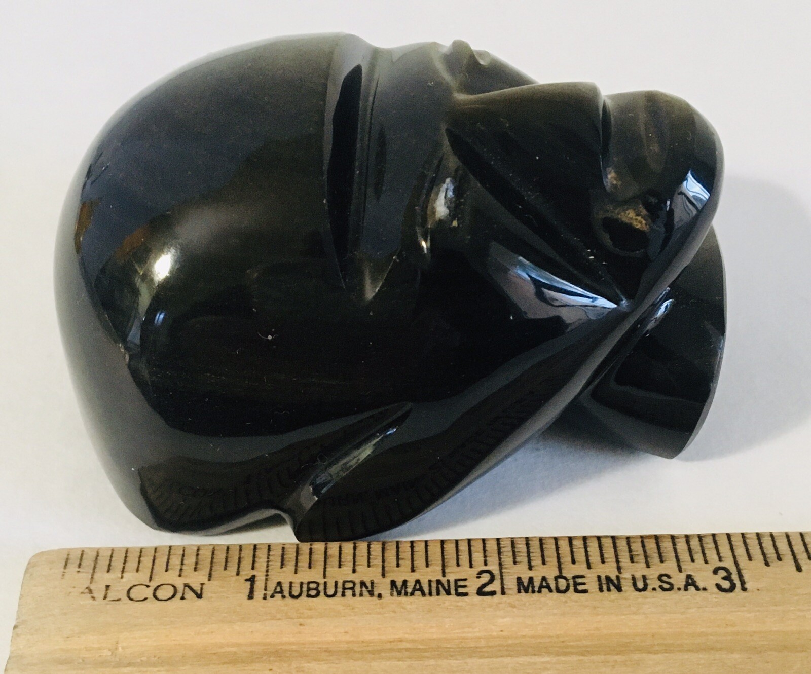 Obsidian Silver Sheen Carved and Polished Head 3″