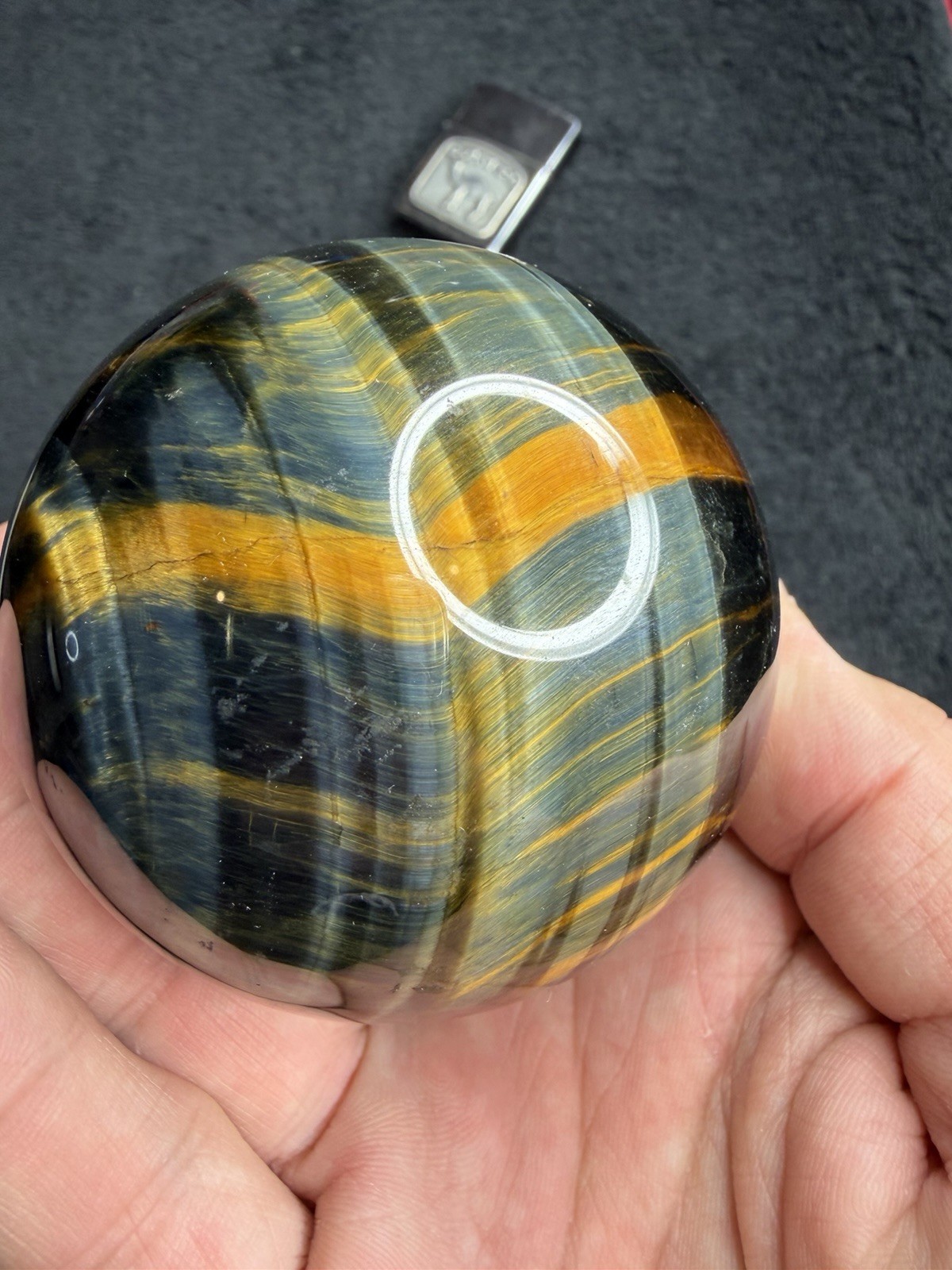 YELLOW TIGER’S EYE SPHERE – Mineral Brown Blue Tiger Reiki Charka Crystal Witch