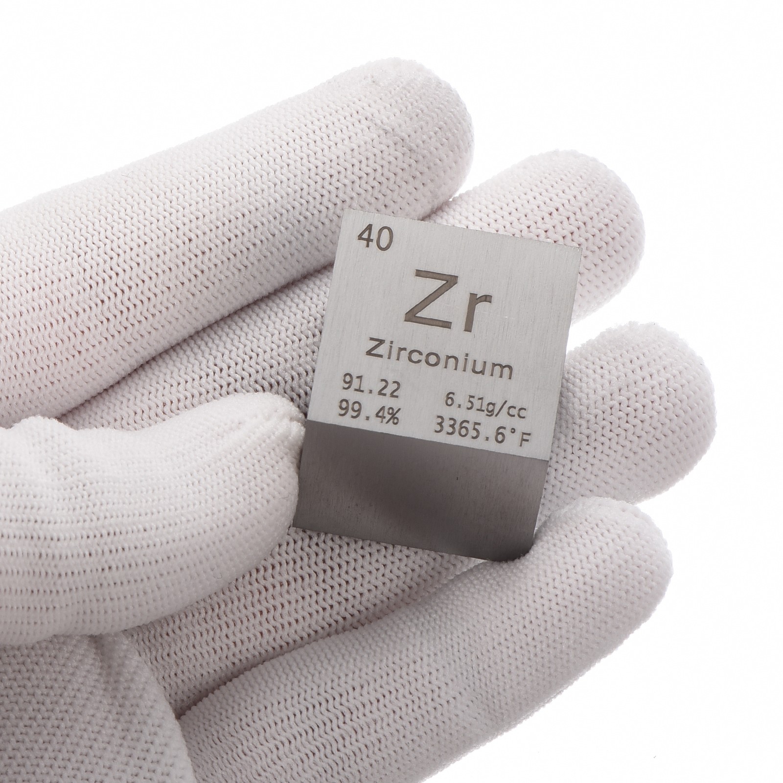 Zirconium Cube Metal Element High Density Block Pure Periodic Element, 1 Inch