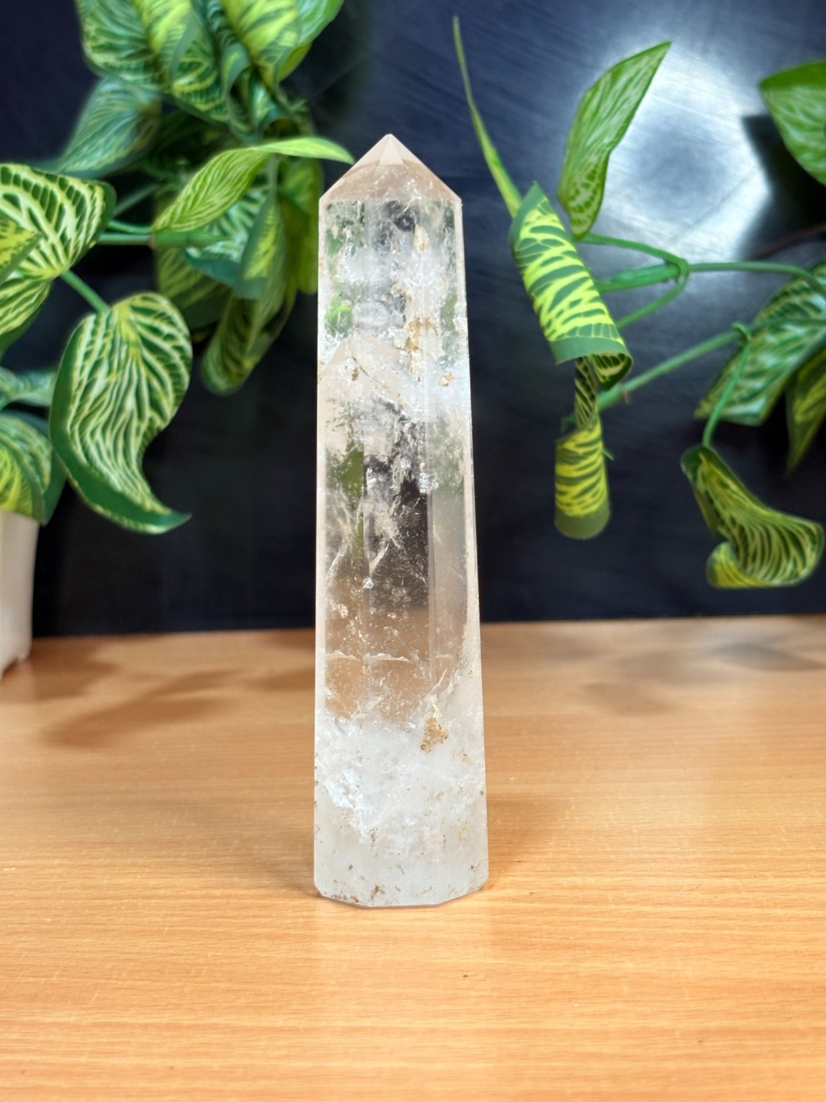 Clear Crystal Quartz Point 120MM Lemurian Tower, Satyaloka Azezutlite