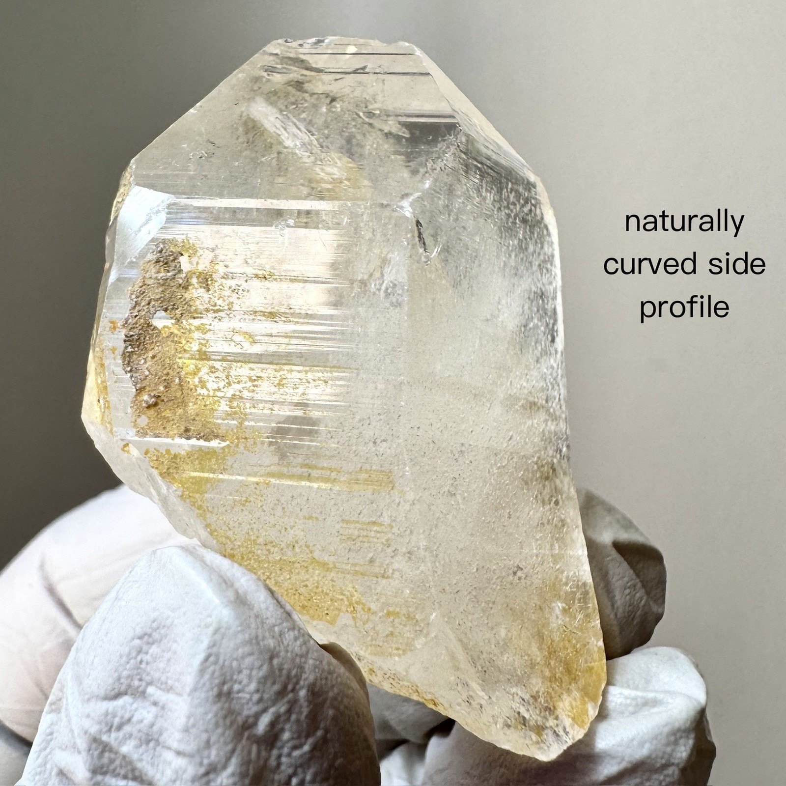 “Golden Archive Tablet” Ganesh Himalayan Flat Top Curved Lemurian Quartz Crystal