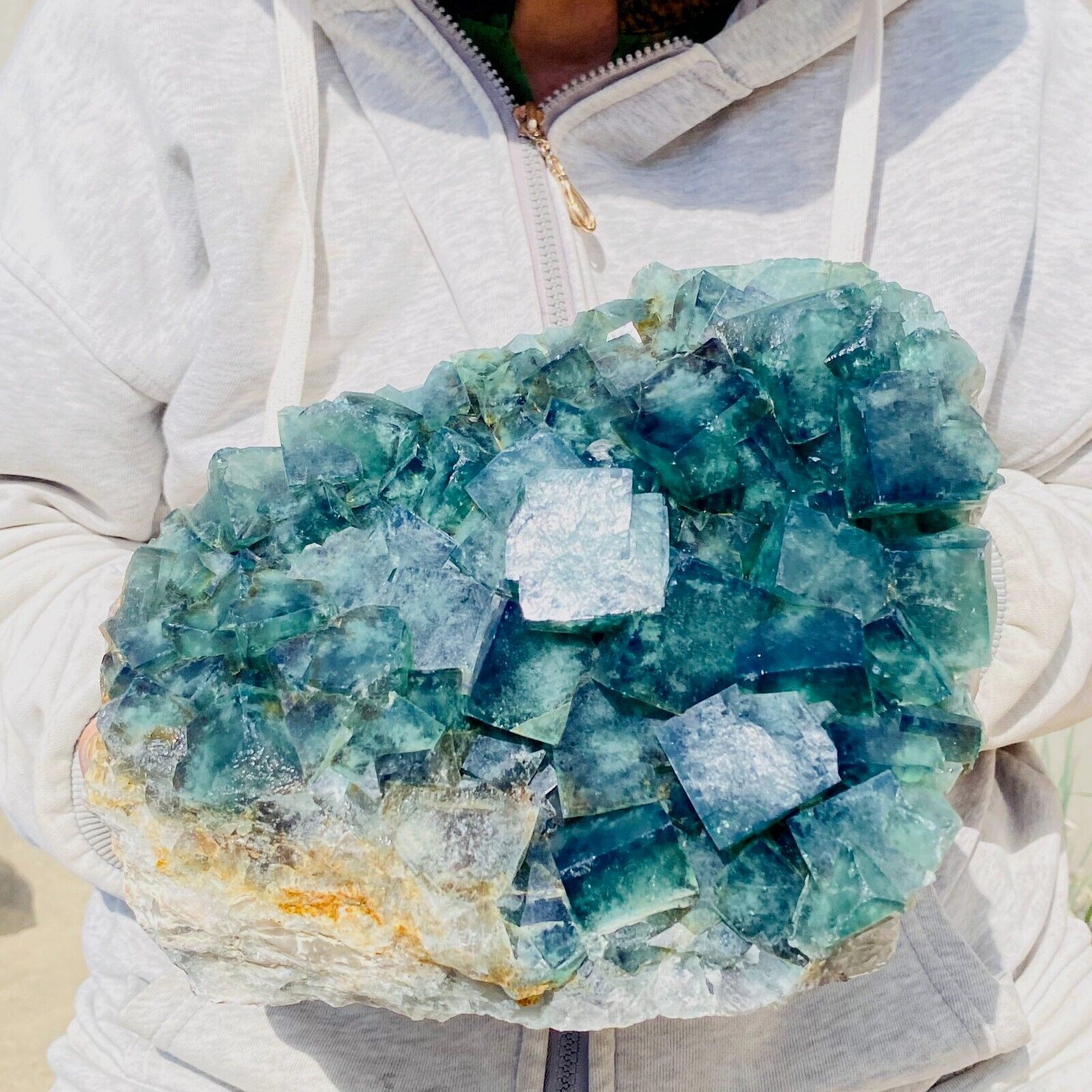 6070g Large Raw Natural Green Fluorite Cubic Crystal Cluster Rough Specimen
