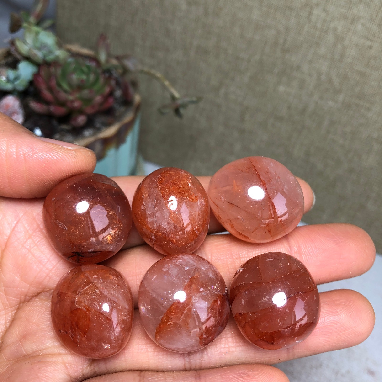 6pcs Natural Red gum flower semi-precious Crystal specimens 85g A35766