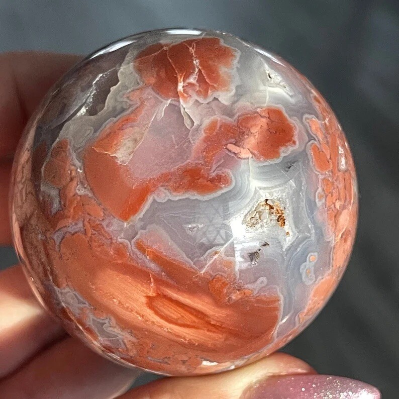 Sugar Druzy Pink Lace Agate Sphere – No. 79