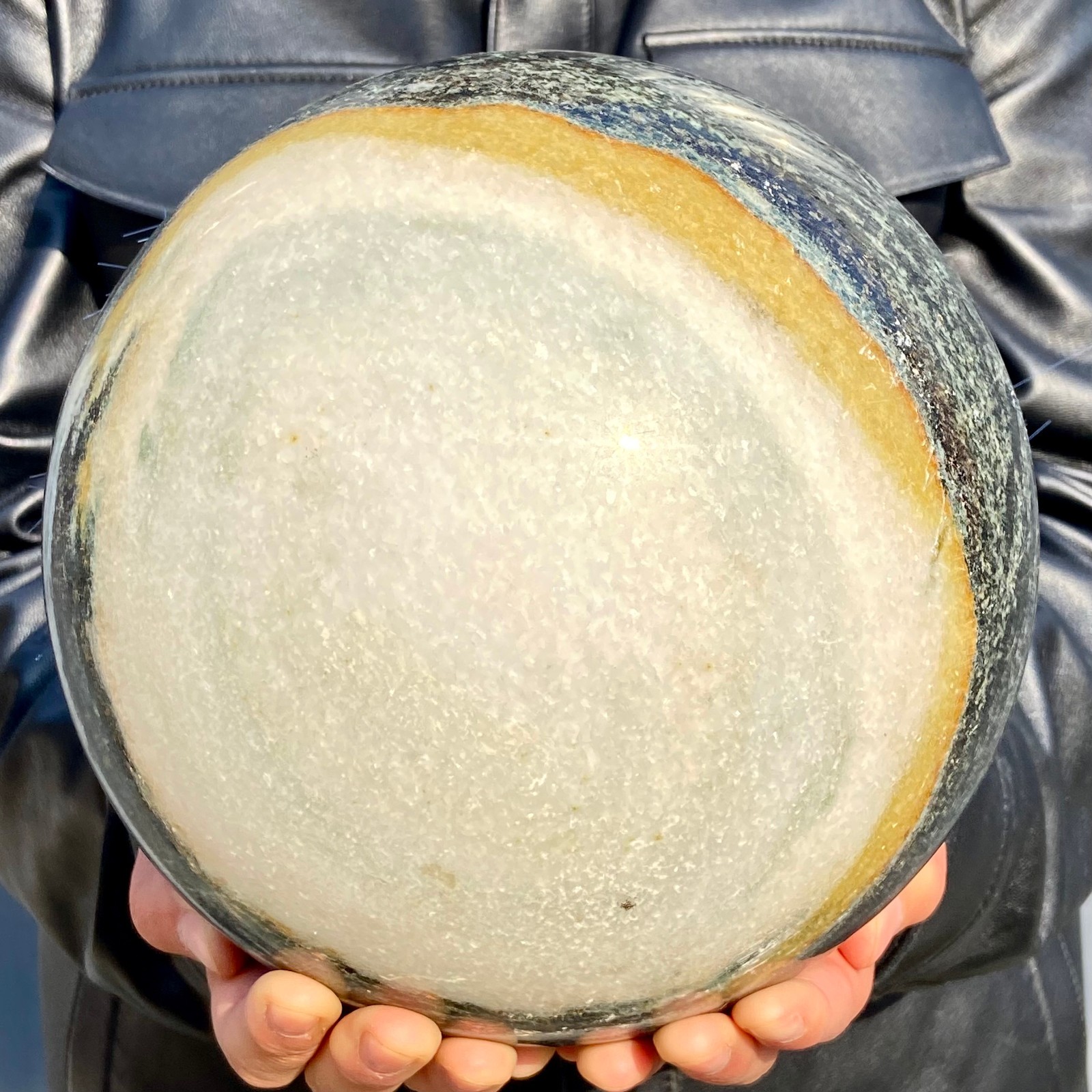 15LB Rare blue iron ore phosphate magnesium ore smiling crystal ball for healing