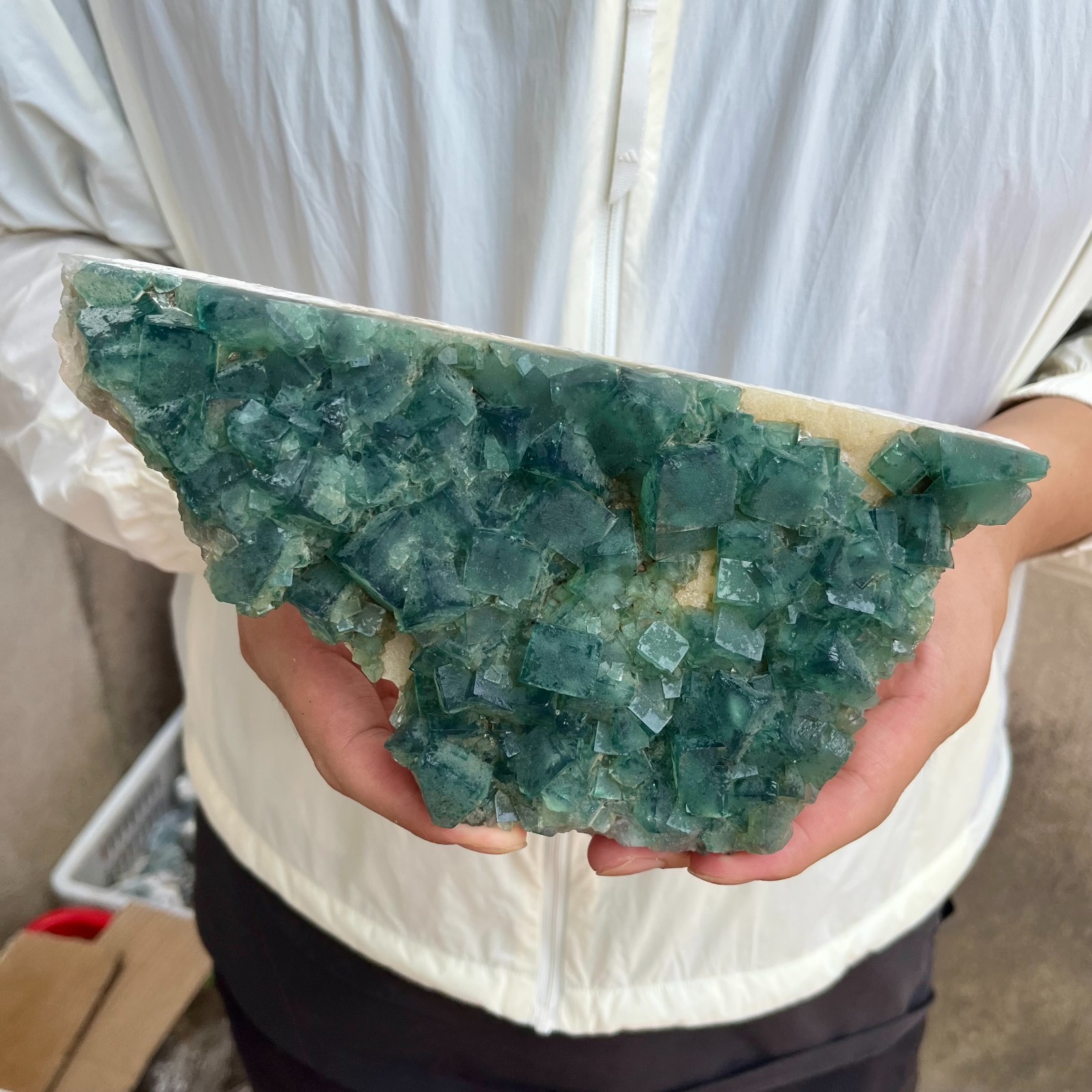 2.4lb NATURAL Green Cube FLUORITE Quartz Crystal Cluster Mineral Specimen