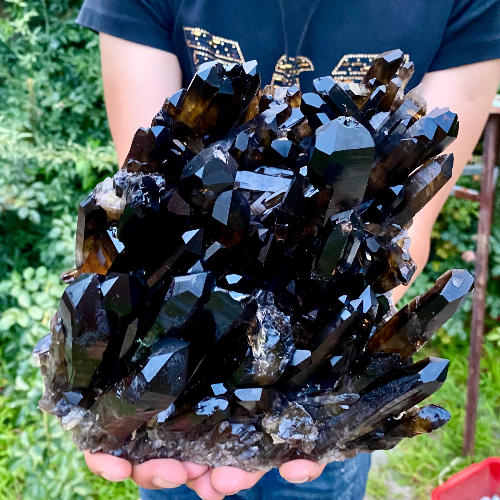 7.3LB Natural Tea black Crystal quartz Cluster Mineral Specimen Healing reiki