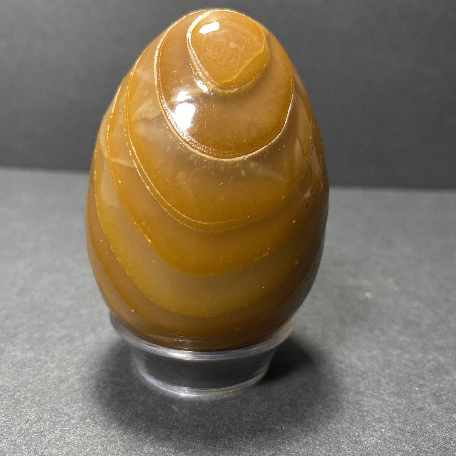 Natural Onyx Stone Egg With Stand Hand Polished Banded Agate Calcite Crystal