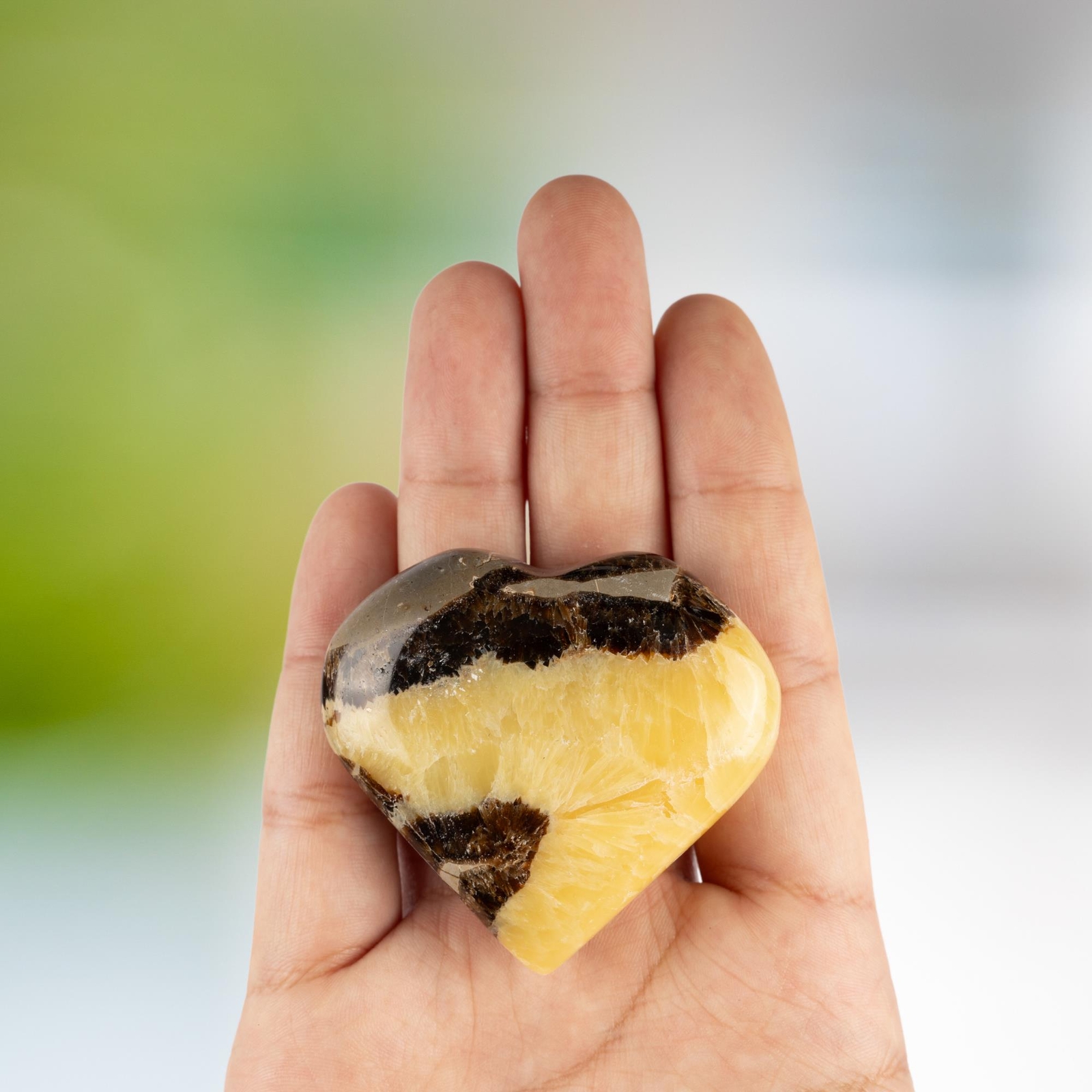 Septarian Heart Palm Stone Crystal – Natural Healing Stone for Anxiety Relief &