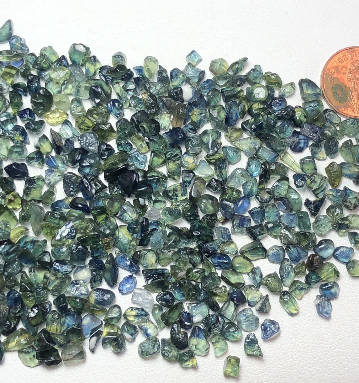 37 Gram/facet Rough Teal Bicolour Sapphires Ready For Mm Size Cutting Good Deal