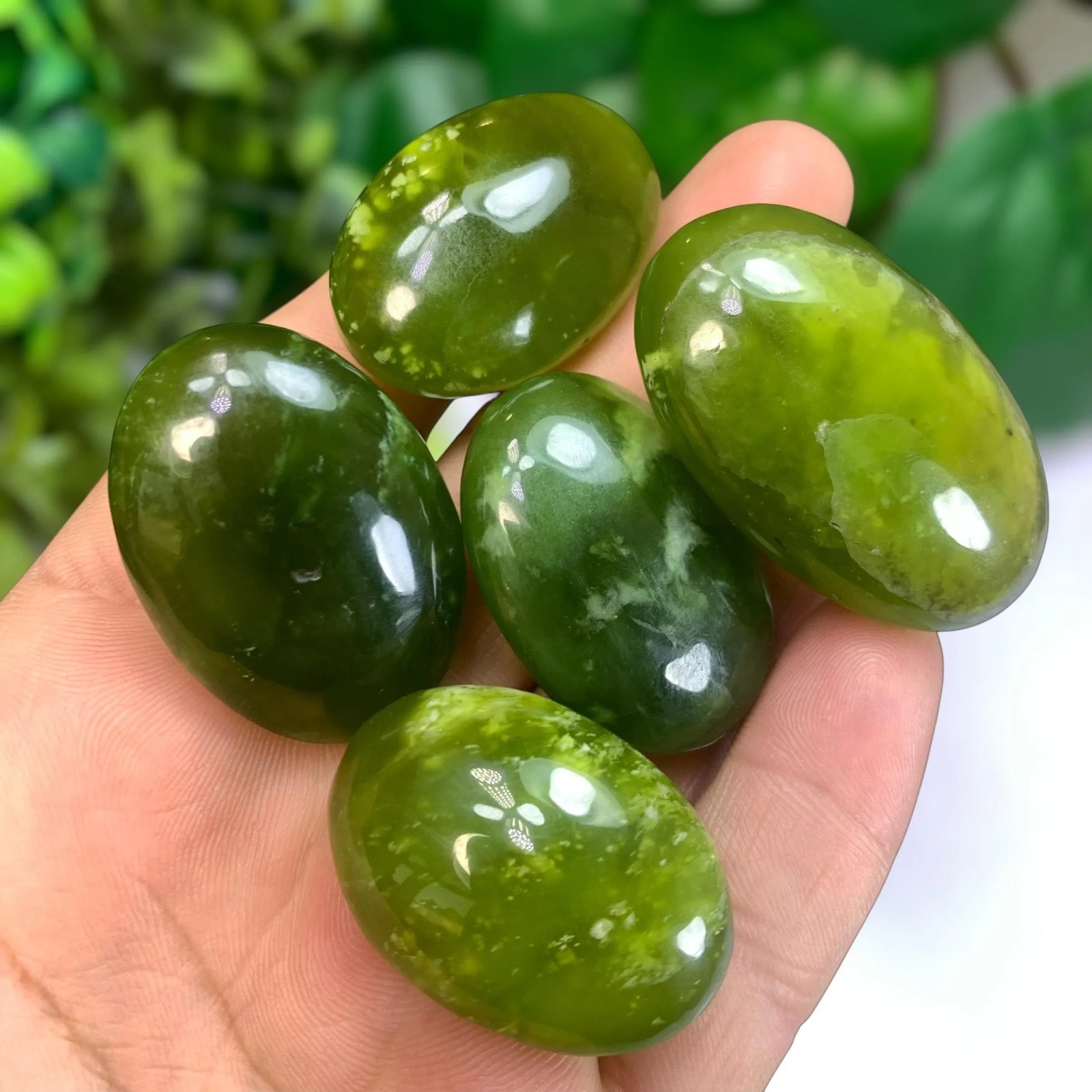 5 Pcs Best Quality Transparent Jade Palm Stones, Shah Maqsood Jade Palm Stone