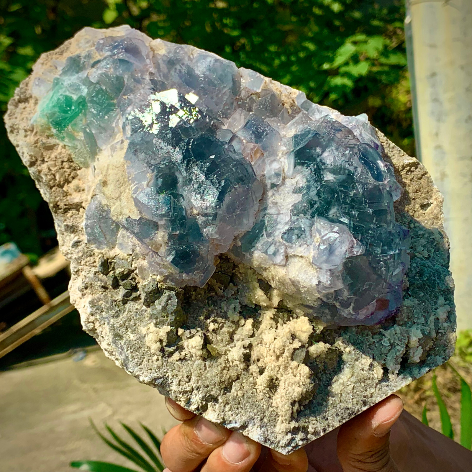 5LB pound rare transparent blue cubic fluorite mineral crystal sample/China-