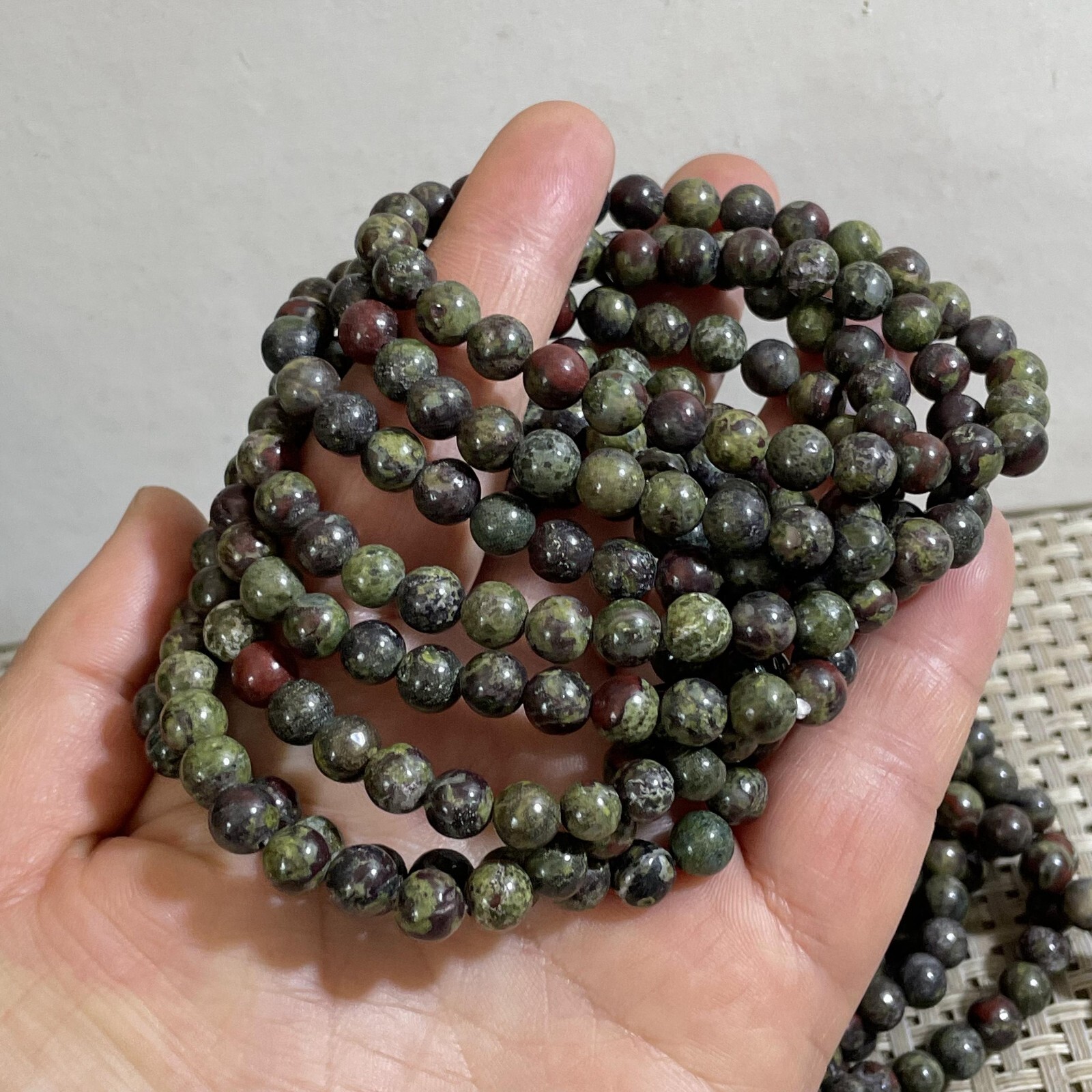 Wholesale 5Pcs Dragon Blood Stone 6mm Quartz Crystal Stretch Bracelet