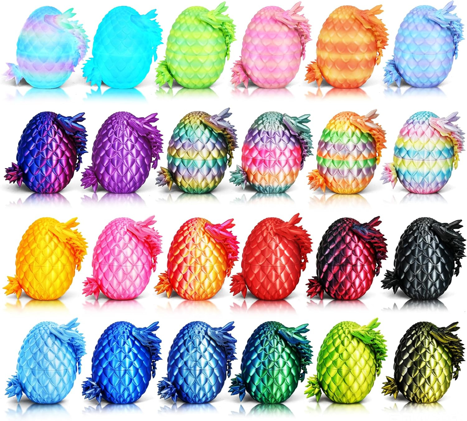 24P 3D Printed Dragon Eggs, Mystery Crystal Dragon Egg for Birthday Party Favors