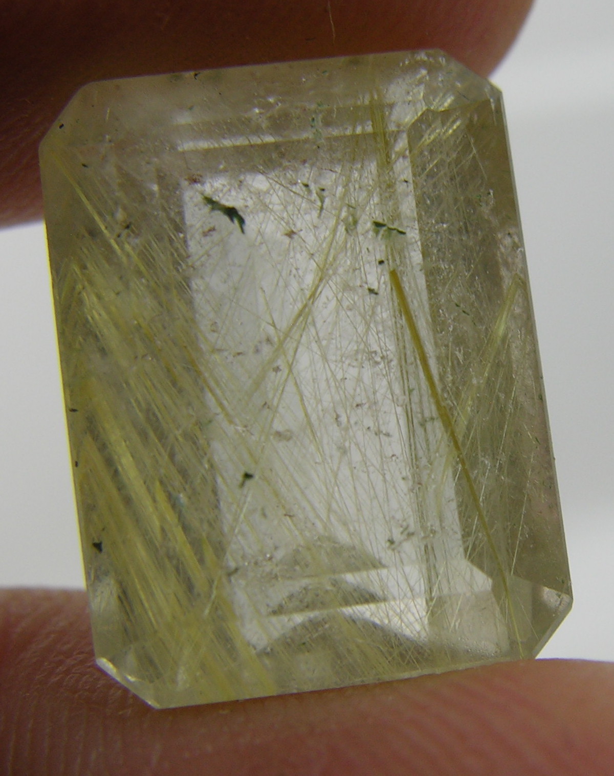 12.25ct Brazil 100% Natural Golden Rutilated Quartz Emerald Cut Gemstone 16.00mm