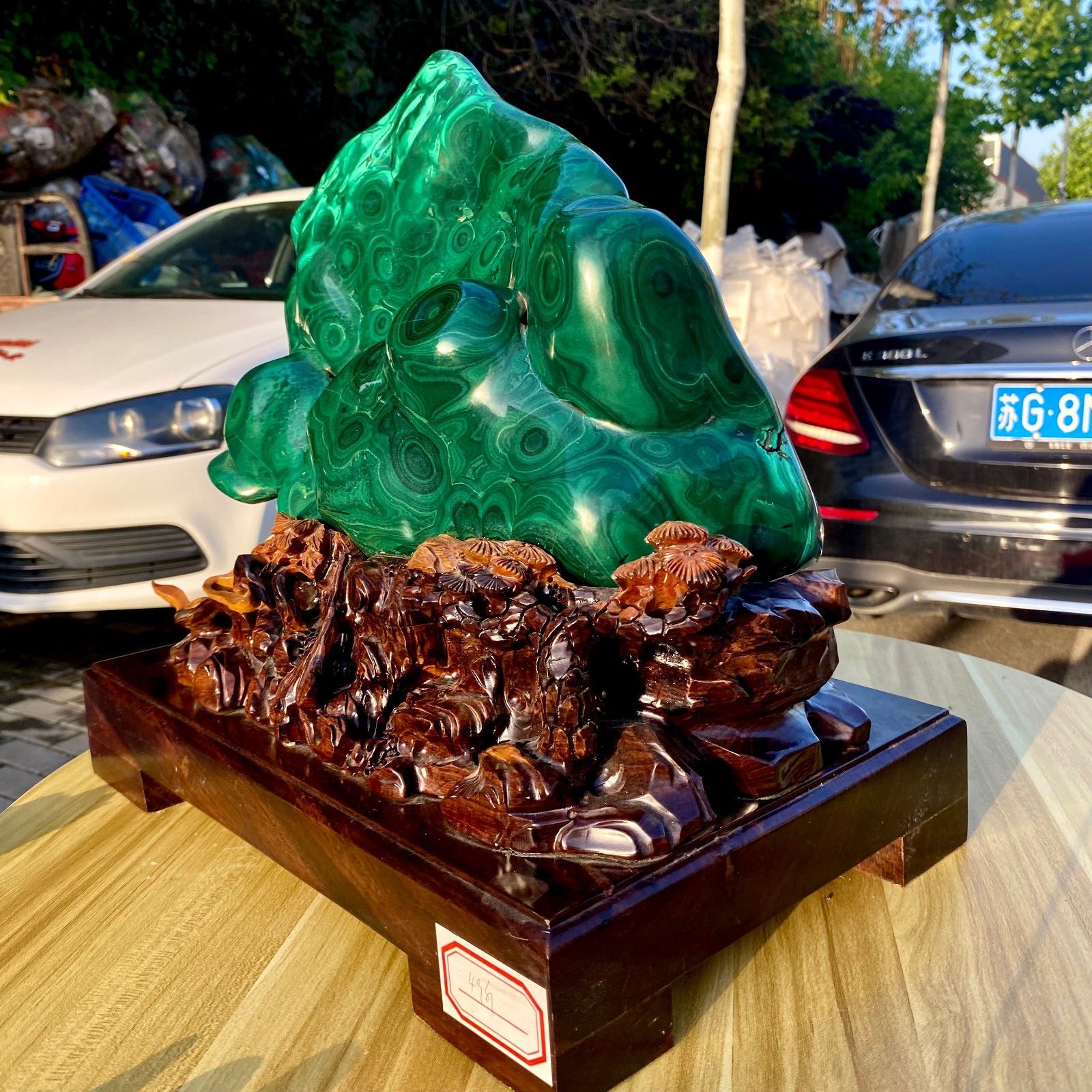 55.11LB Natural glossy Malachite transparent cluster rough mineral sample