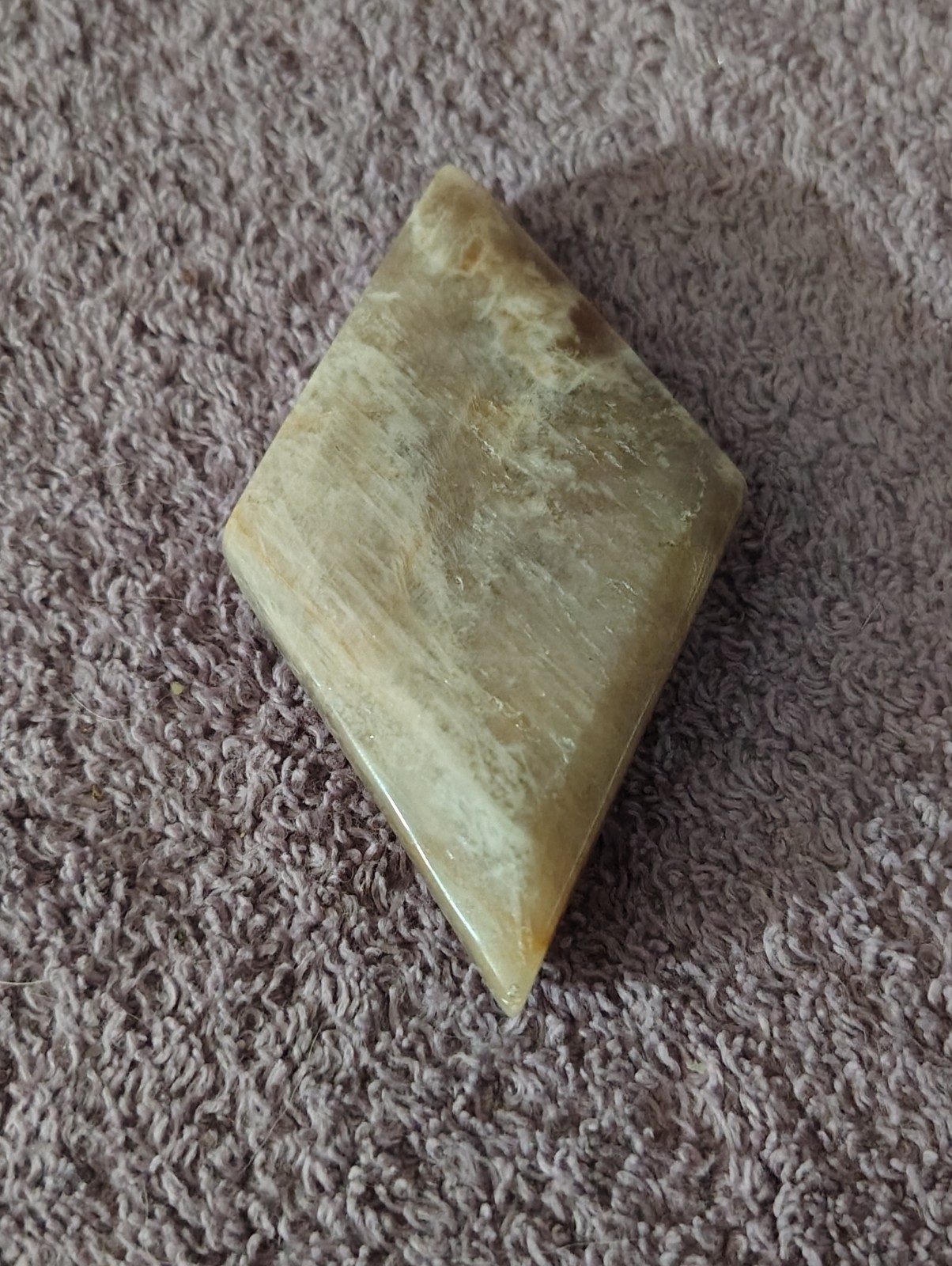 3.5″ Sri Lanka Moonstone Diamond Carved Stone w/ Sunstone Inclusions