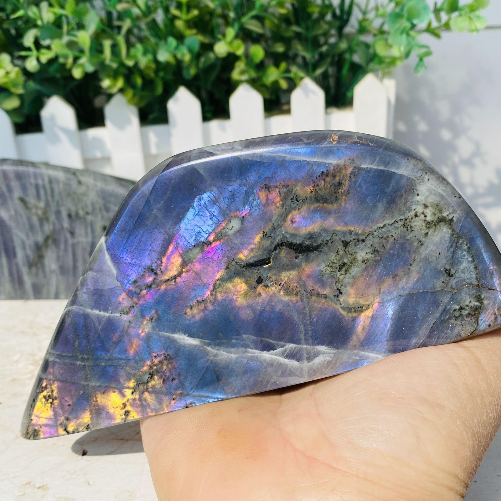 Natural Purple Labradorite Quartz Crystal Freeform Mineral Specimen 1160g