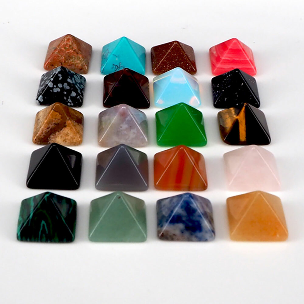 Lot 7Pc Pyramid Gemstone Natural Stone Crystal Quartz Healing Point Chakra Set