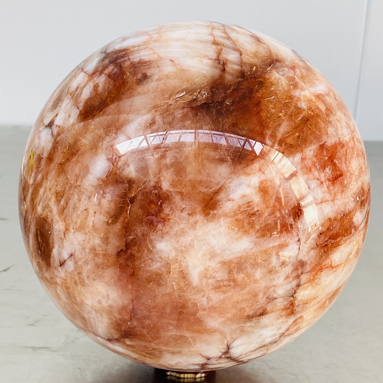 Natural Red Glue Flower Quartz Sphere Crystal Ball Healing 6900G