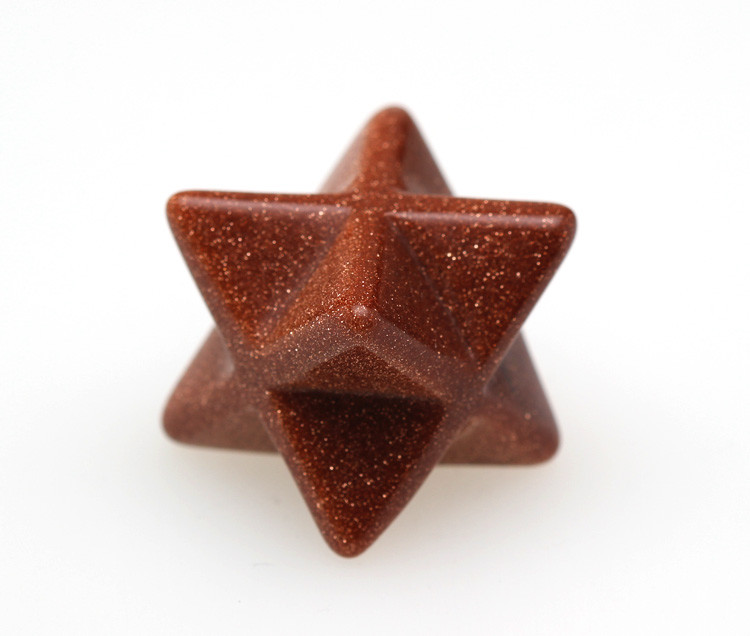 MERKABA Carving Star GOLDSTONE Mineral Gemstone Crystal Healing Sacred Geometry