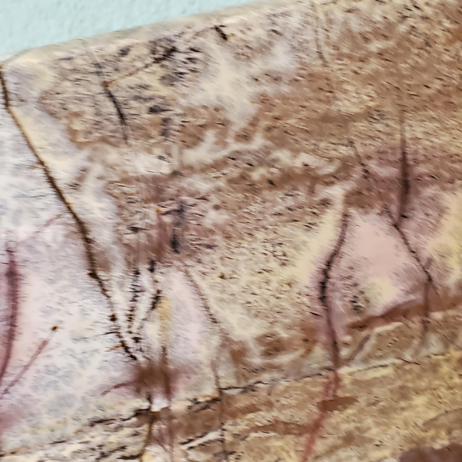 Picture Jasper Dendritic Display Crystal Statement Slab with Wood Stand 874 gram