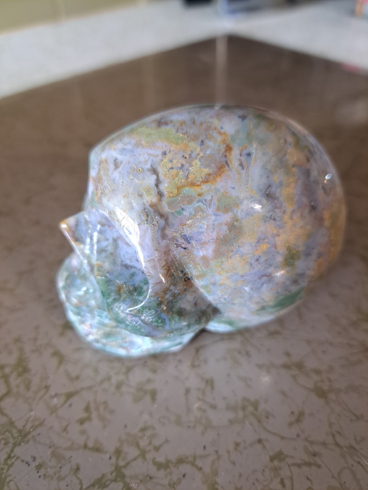 😍😍😍12.7 oz crystal quartz, hand carved skull mineral 2 3/8″🤪🤪🤪