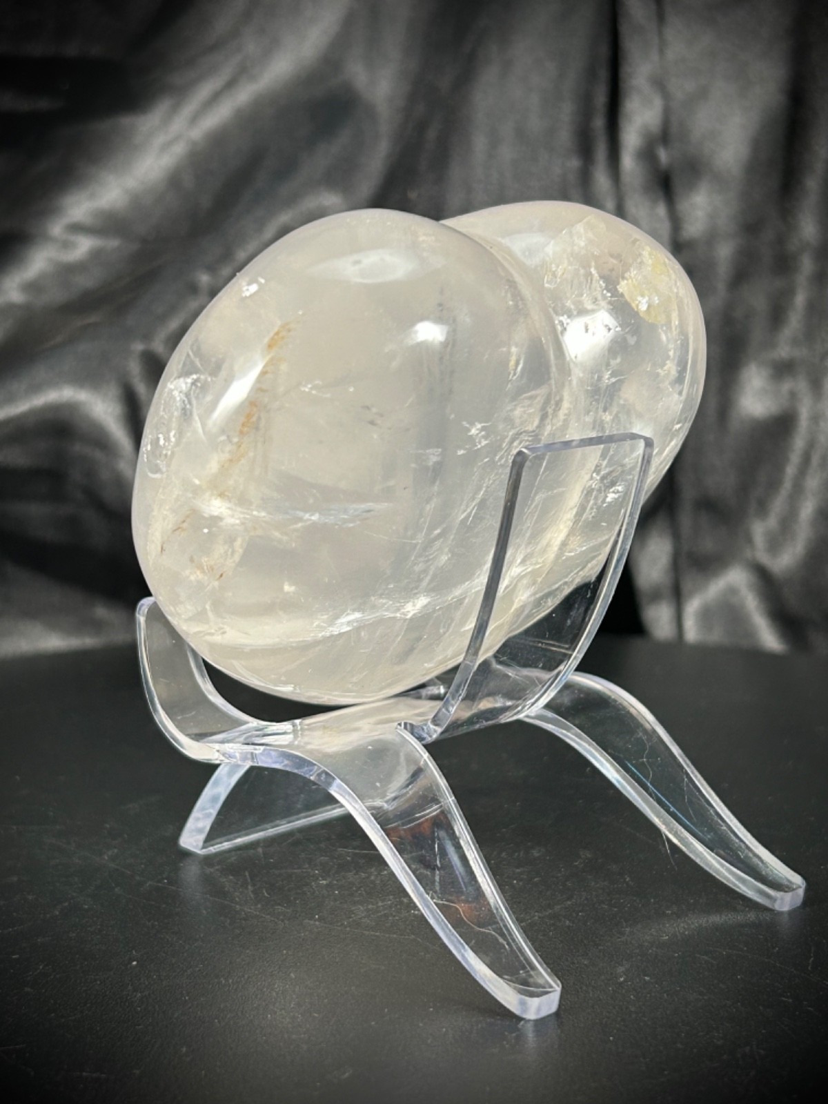 3.64” STUNNING Clear Quartz Heart With Acrylic Stand – 1 pound (456 grams)