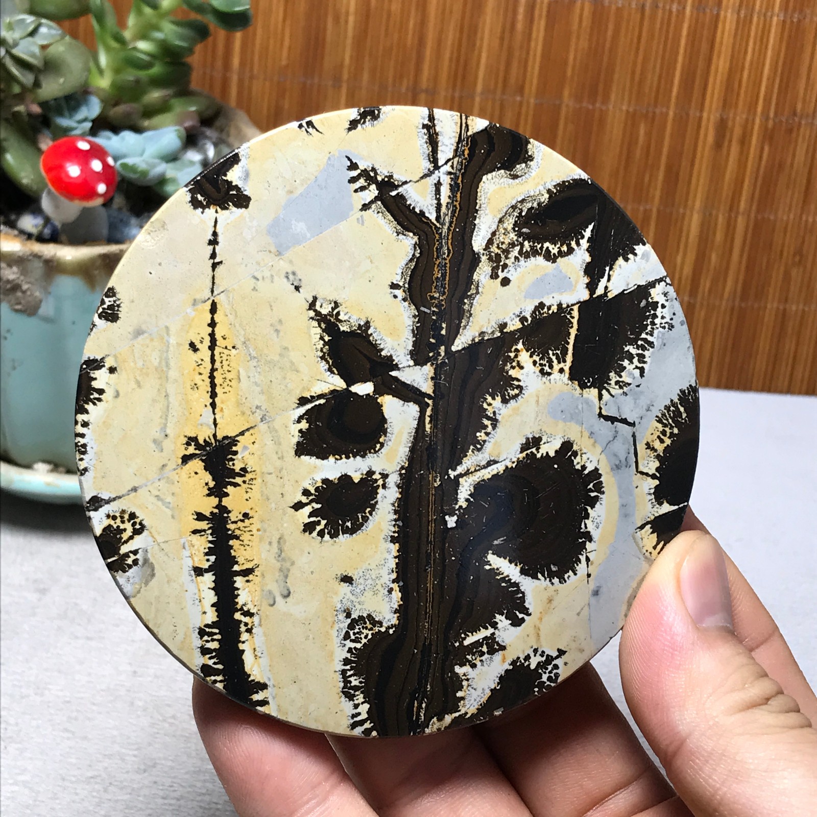 93mm Natural Chinese painting stone crystal ornaments for home decoration A6445