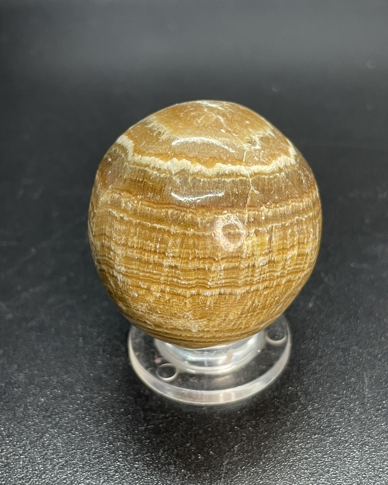 Brown Multi Banded Marble Sphere Brown Banded Agate Orb Ball 1.457”
