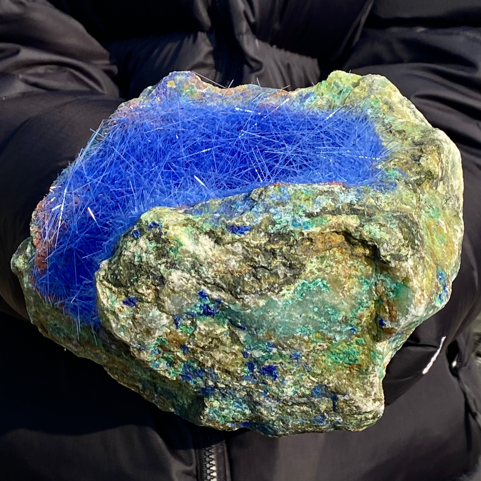 5.38LB Natural Blue Needle Iron Ore Mineral , Original Ore Quartz Crystal
