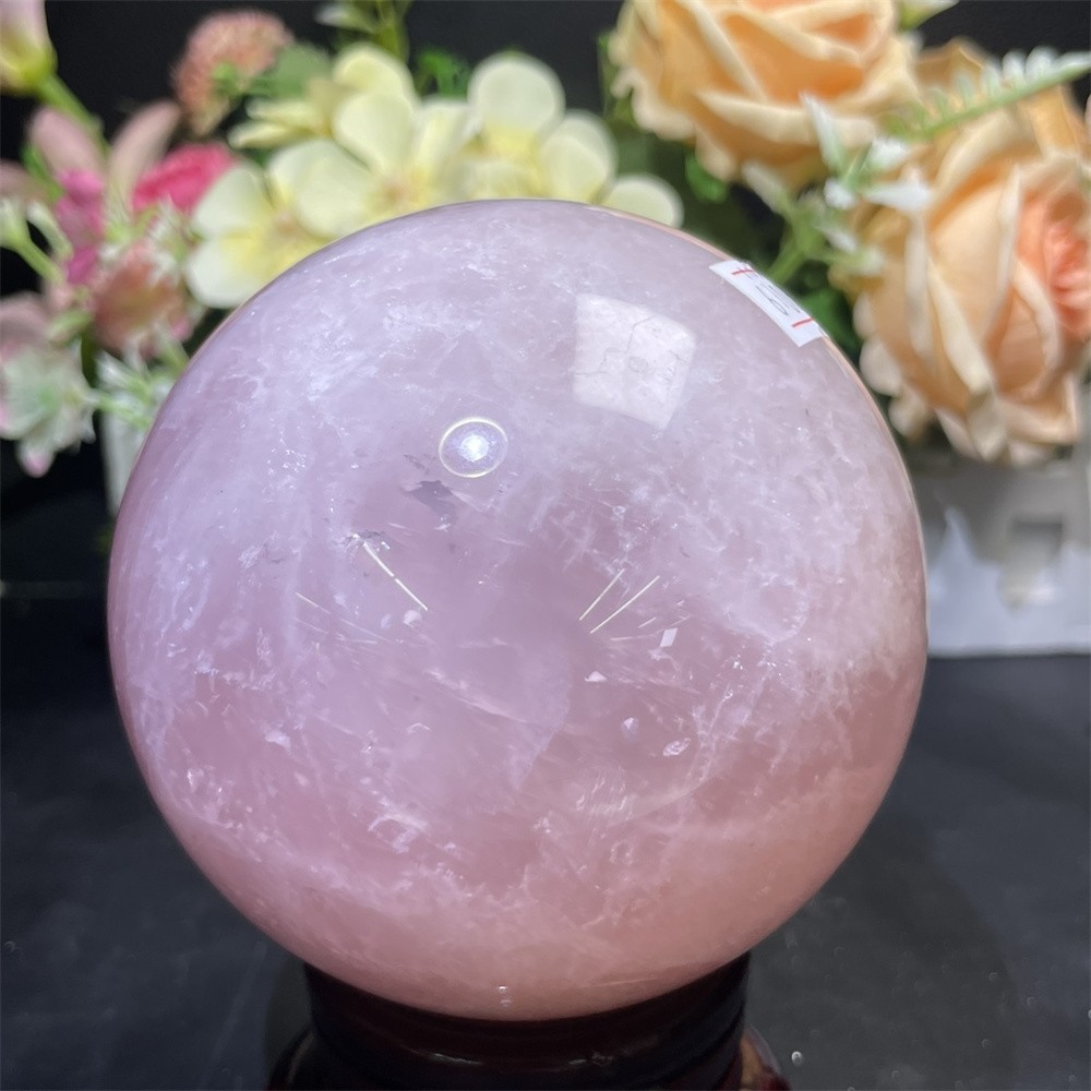2.2LB 3.5″ Natural Rose Quartz Sphere Ball Decor Crystal Heal Reiki Rainbow