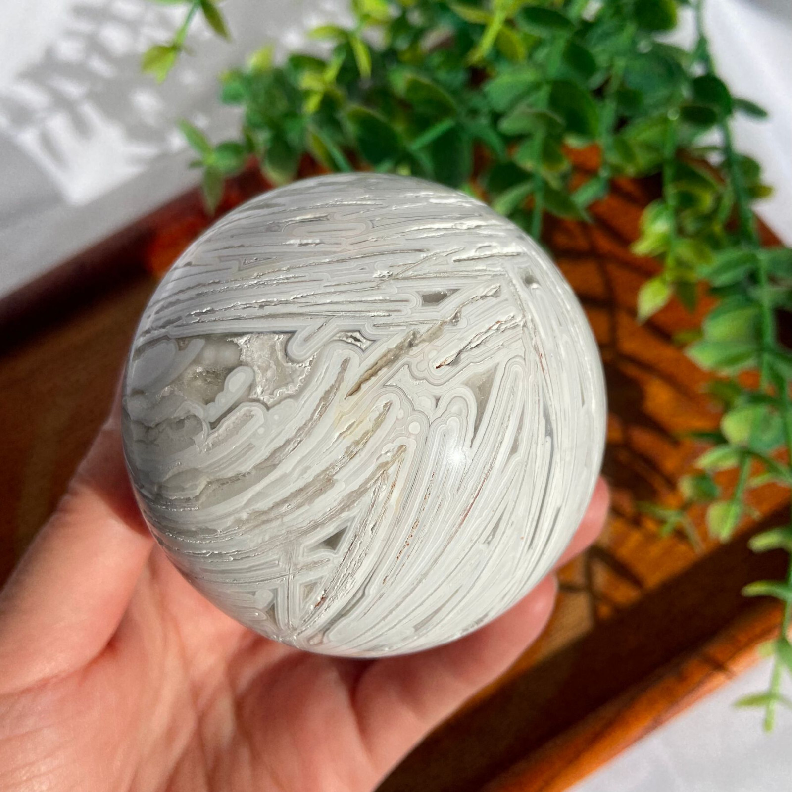 68mm Druzy Mexican Lace Agate Sphere Ball Crystal Energy Stone Modern Boho Decor