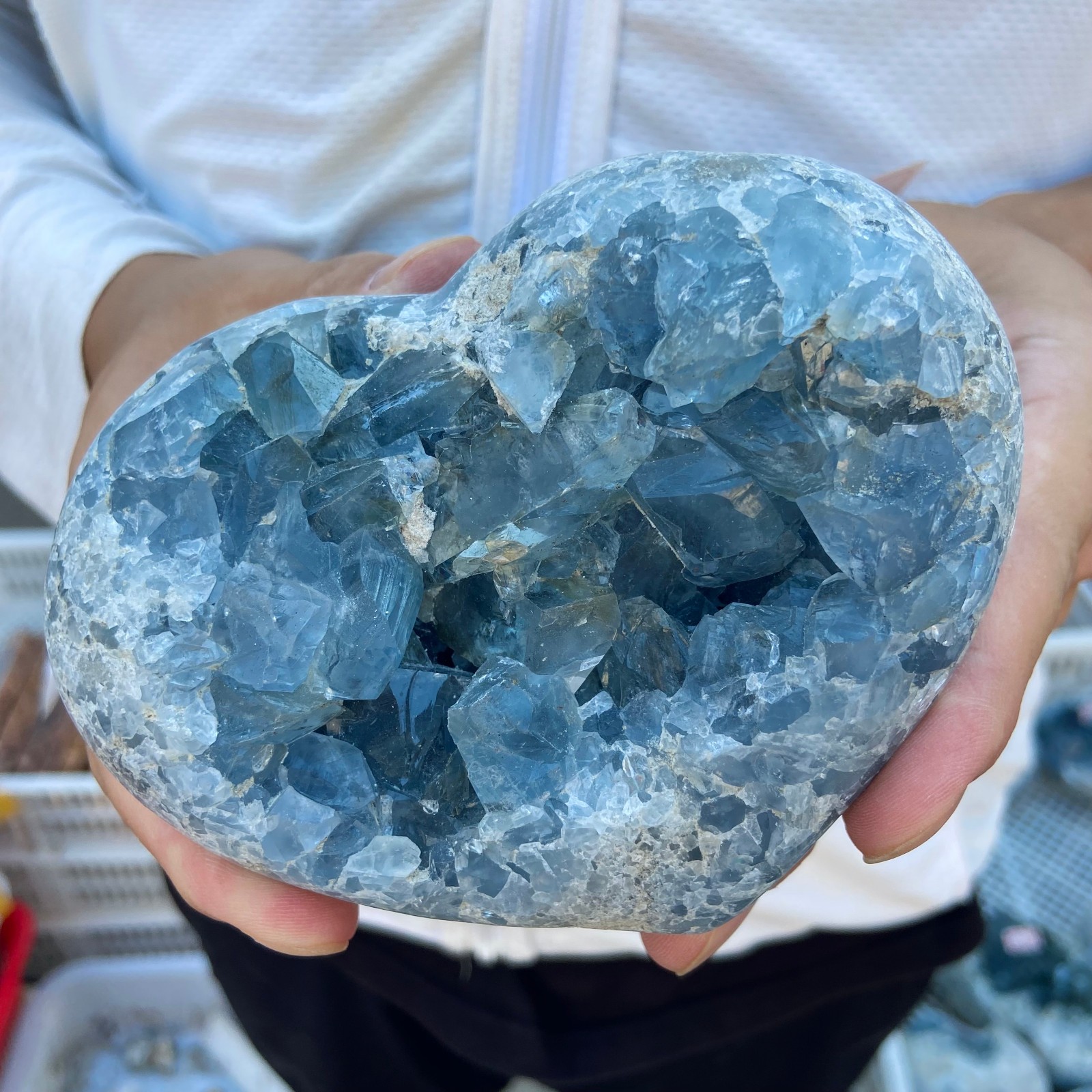 3.4lb Natural Blue Celestite Crystal Geode Quartz Cluster Mineral Specimen heali