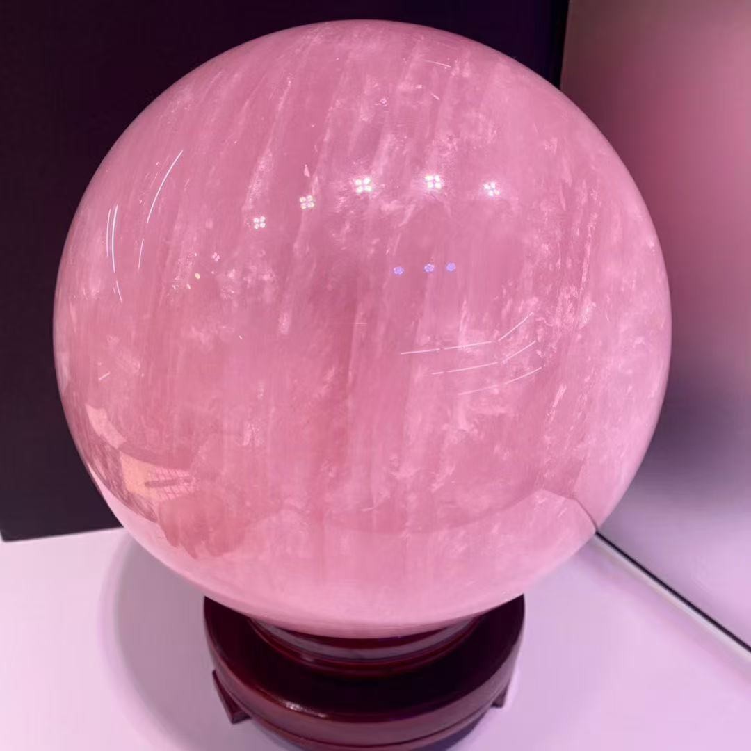 32.8LB Natural Rose Quartz Sphere Quarzt Crystal Ball Reiki healing + stand