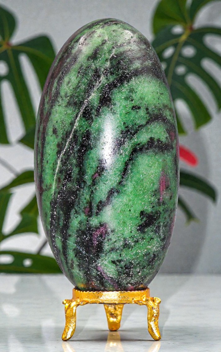 Green RUBY ZOISITE Crystal Anyolite Healing Reiki Energy Gemstone Lingam 105mm