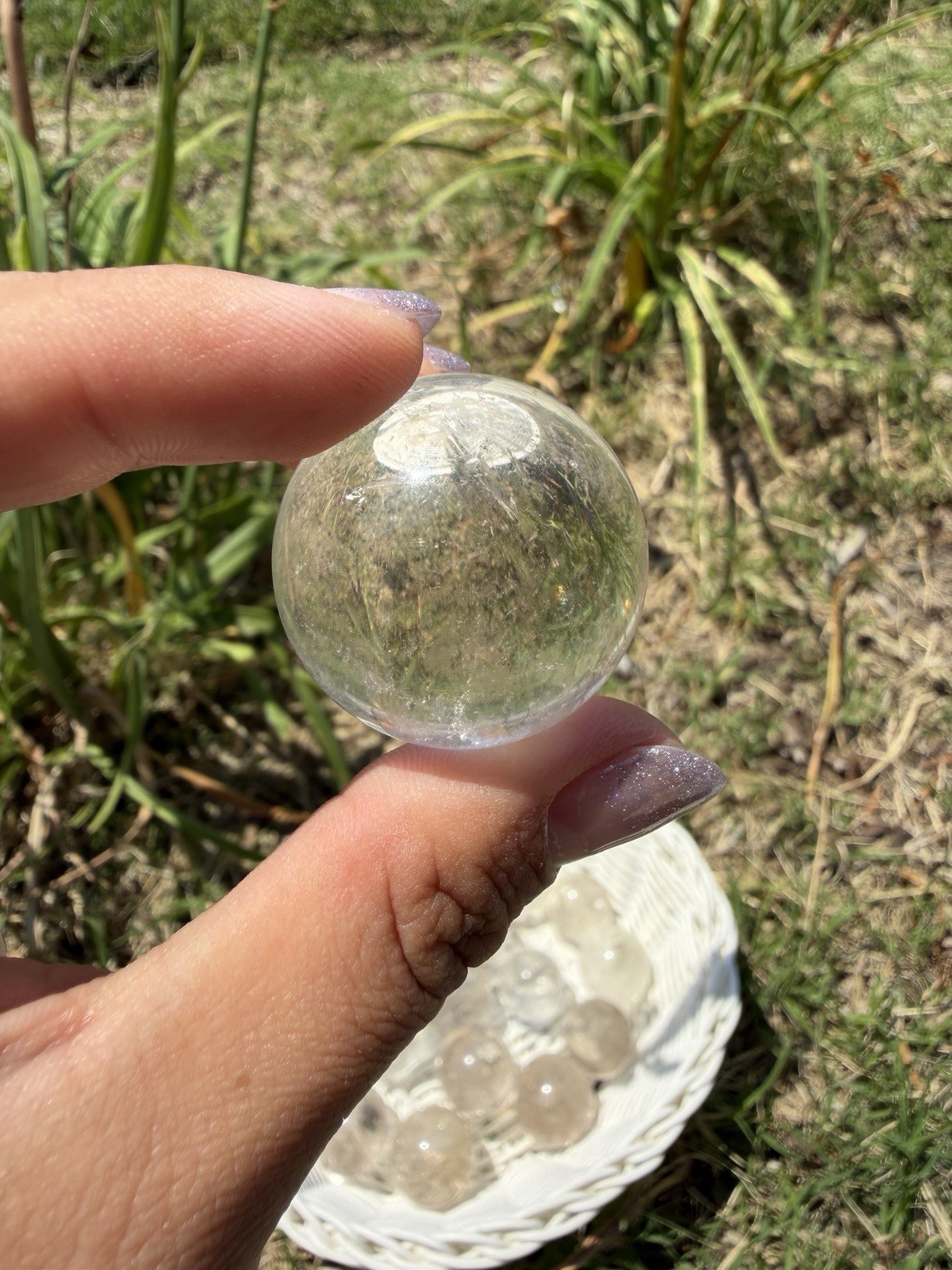 1pc Random Pick Clear Quartz Sphere, Smoky Clear Quartz Small Crystal Ball