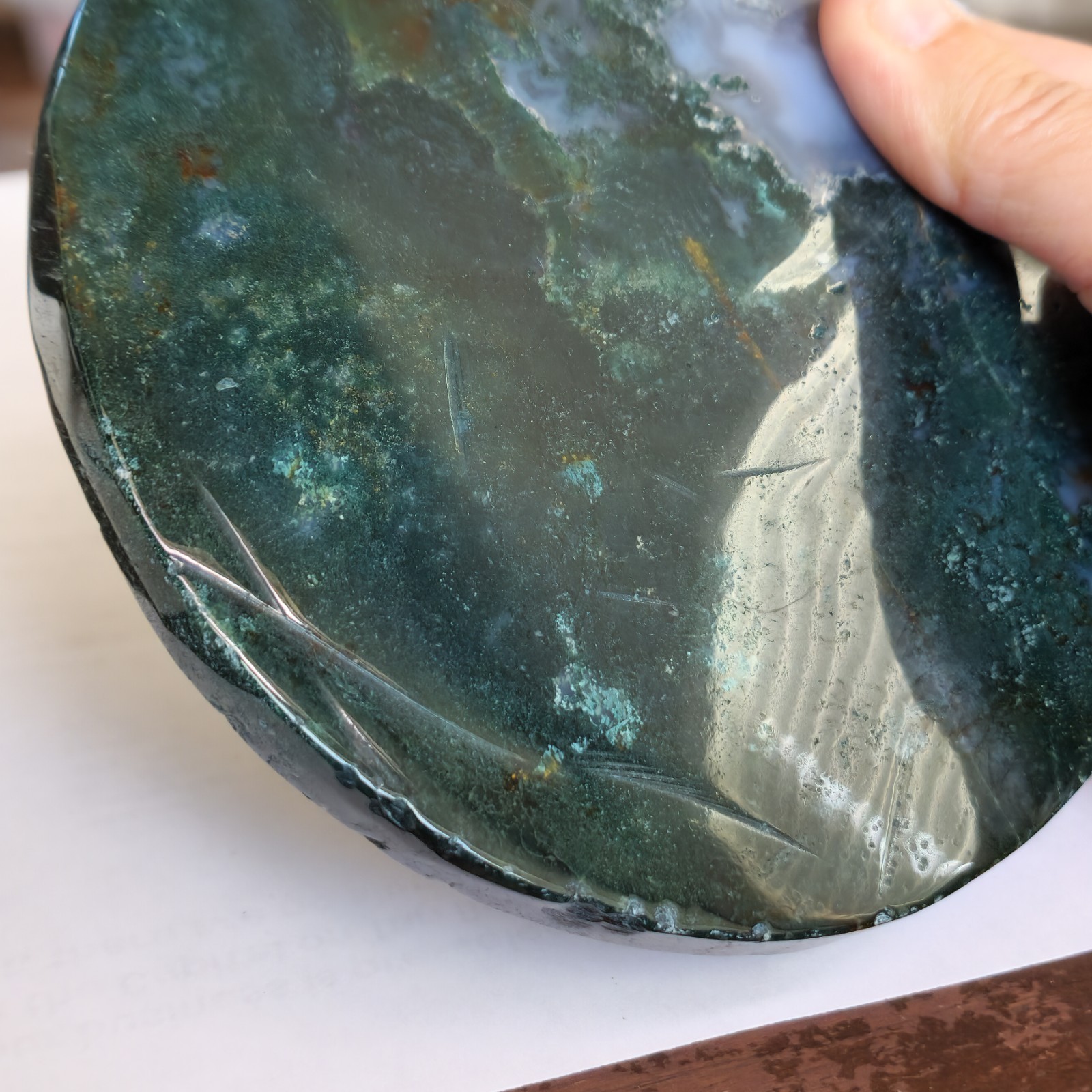 Natural Polished Moss Agate 5.25″ Slab – USA