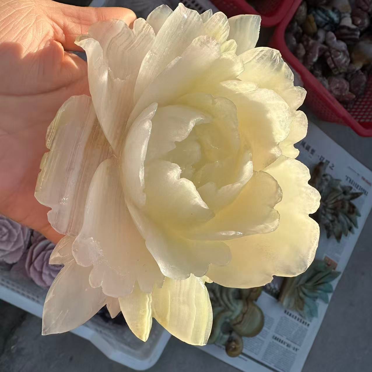 1pc Natural White Quartz Carved Flower Skull Crystal Reiki Healing Decor Gift
