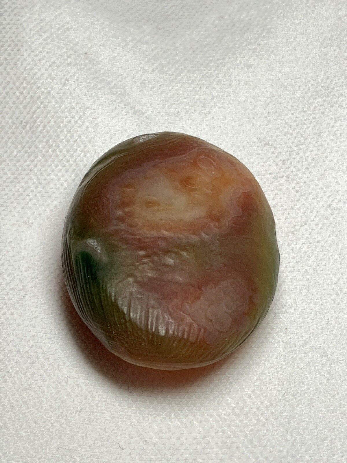 RARE Gobi Eye Agate Bonsai Suiseki Green Orange Flat Palm Stone 21g Raw Natural
