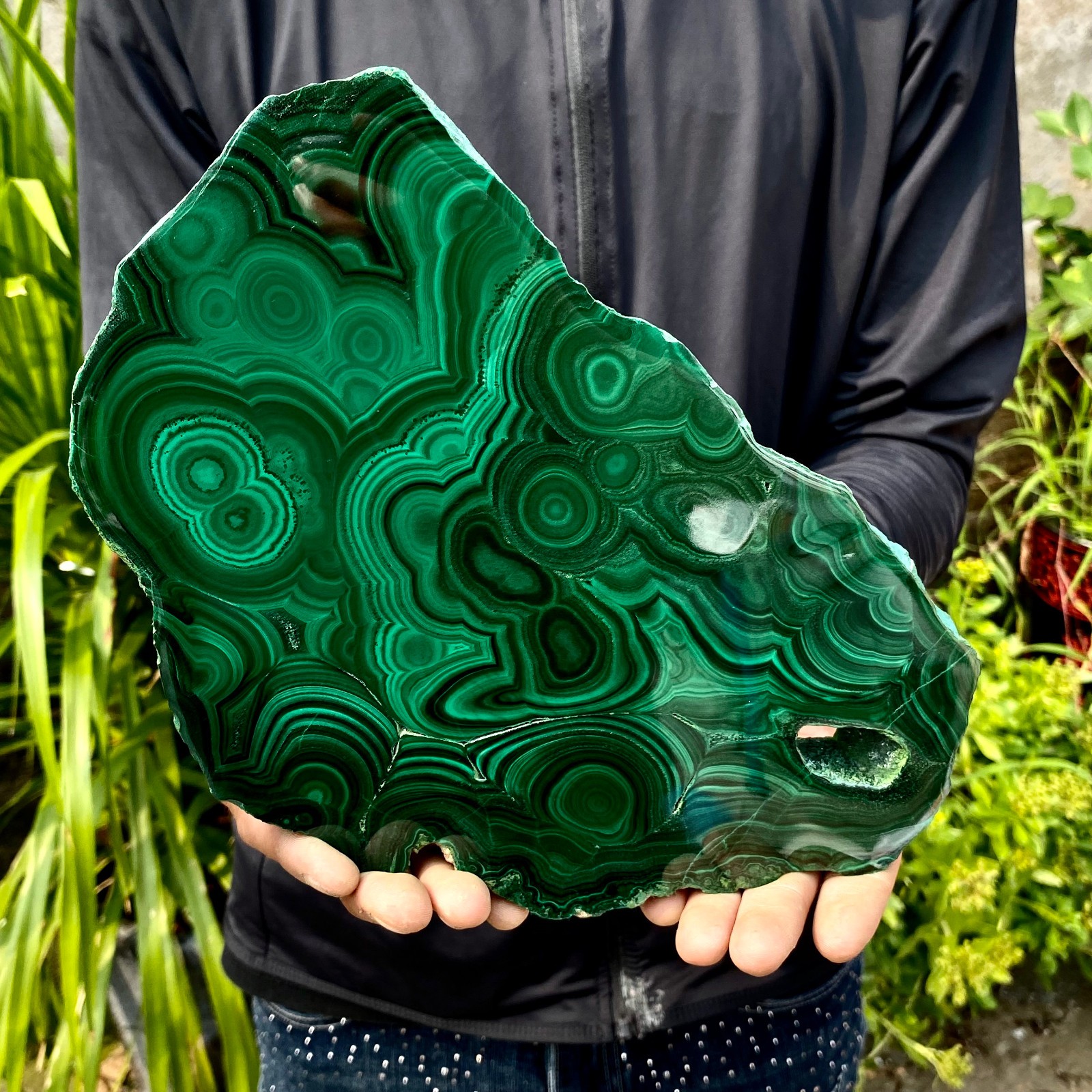 3.85LB Natural Green Malachite Slab Quartz Crystal Slice Ore Specimen Healing